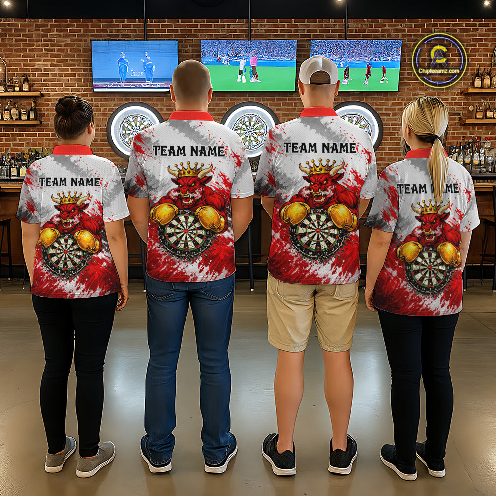 Personalized Black And Red Grunge Bull Darts Shirt For Women Custom Darts Jersey Team Polo & 1/4 Zip TDM5648
