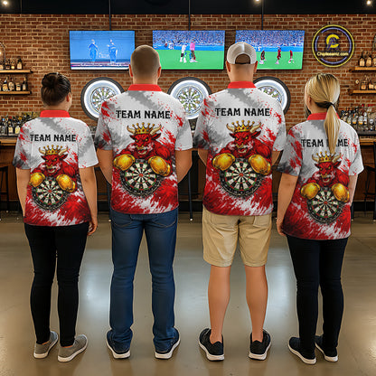 Personalized Black And Red Grunge Bull Darts Shirt For Women Custom Darts Jersey Team Polo & 1/4 Zip TDM5648