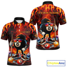 Load image into Gallery viewer, Funny 8 Ball Pool Flaming Billiard Shirt For Men Custom Billiard Team Jersey Polo &amp; 1/4 Zip TDM5900