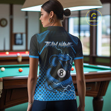 Load image into Gallery viewer, Personalized Blue 8 Ball Lightning Cobra Snake Women&#39;s Billiards Shirts Custom Pool Team Jerseys TDM5198