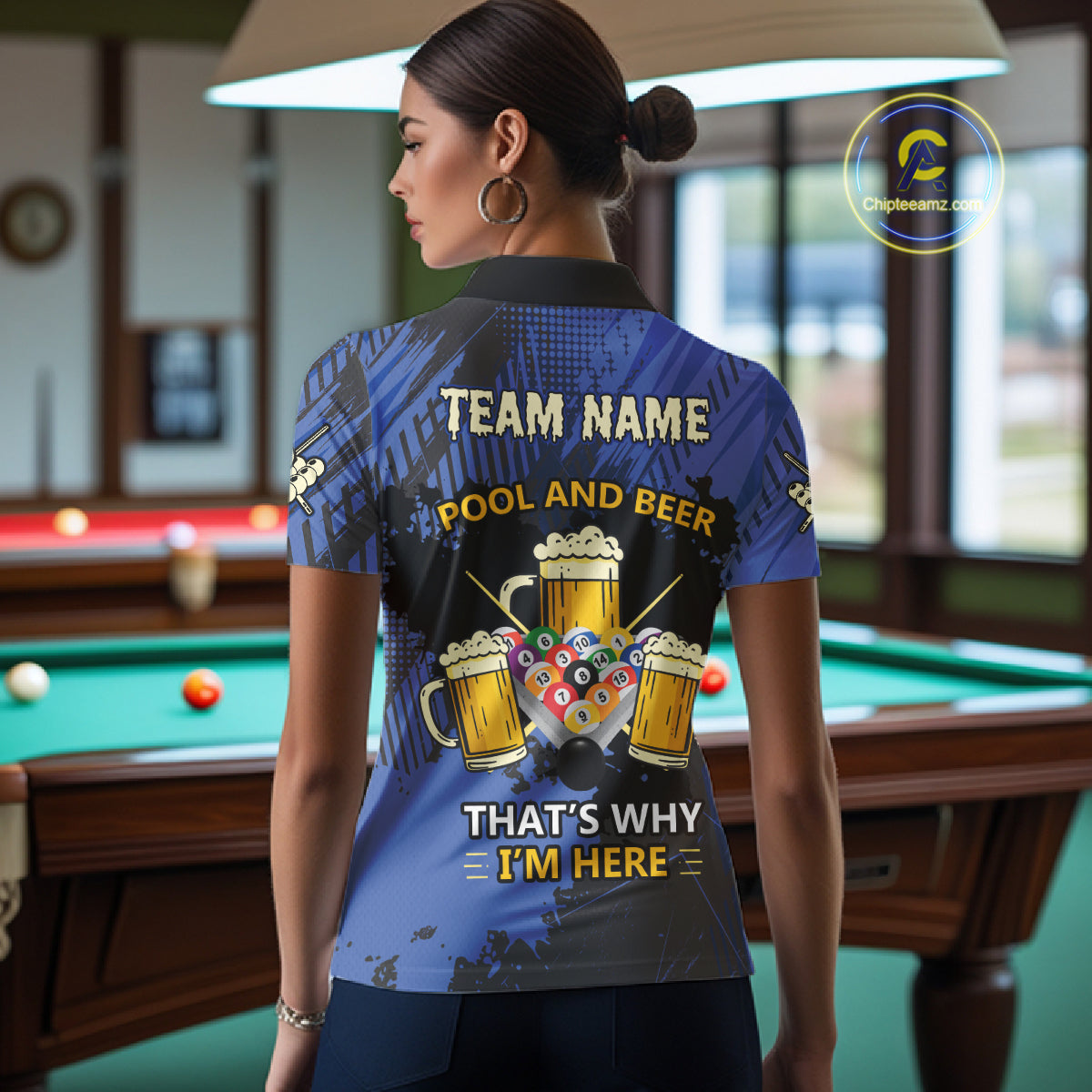 Billiard Pool And Beer That's Why I'm Here Polo & 1/4 Zip For Women Custom Funny Billiard Jersey TDM4833