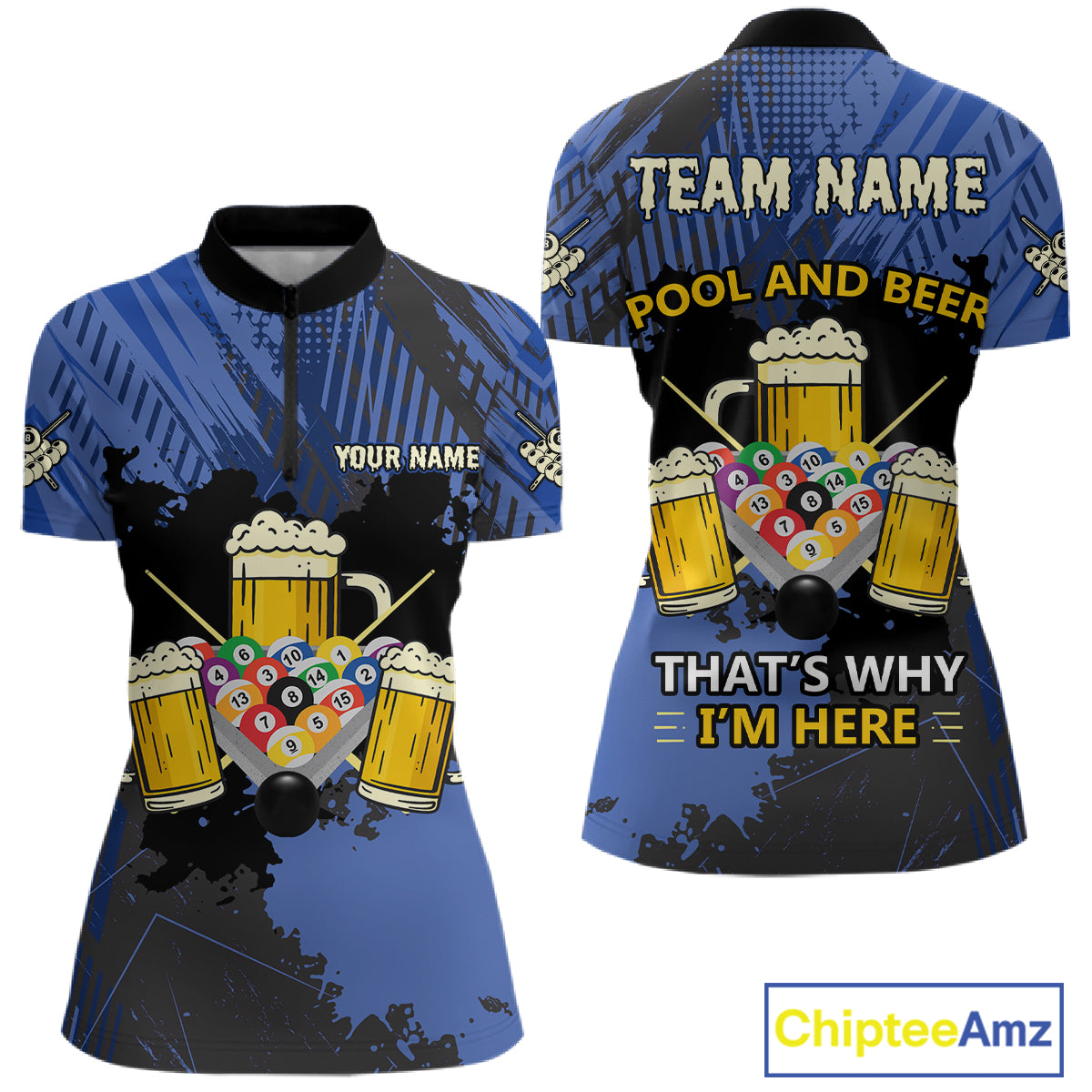 Billiard Pool And Beer That's Why I'm Here Polo & 1/4 Zip For Women Custom Funny Billiard Jersey TDM4833