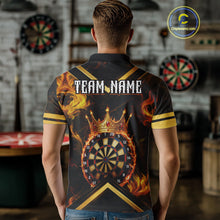 Load image into Gallery viewer, Black And Gold Dartboard Crown Darts Shirt For Men Custom Dart Jerseys Team Polo &amp; 1/4 Zip TDM5278