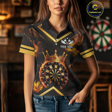 Load image into Gallery viewer, Black And Gold Dartboard Crown Darts Shirt For Women Custom Dart Jerseys Team Polo &amp; 1/4 Zip TDM5278