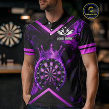 Load image into Gallery viewer, Black And Purple Dartboard Crown Darts Shirt For Men Custom Dart Jerseys Team Polo &amp; 1/4 Zip TDM5279