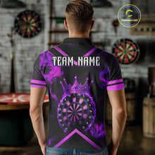 Load image into Gallery viewer, Black And Purple Dartboard Crown Darts Shirt For Men Custom Dart Jerseys Team Polo &amp; 1/4 Zip TDM5279