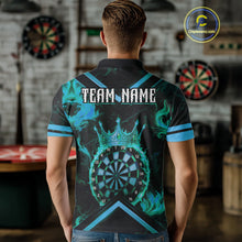 Load image into Gallery viewer, Black And Turquoise Dartboard Crown Darts Shirt For Men Custom Dart Jerseys Team Polo &amp; 1/4 Zip TDM5280