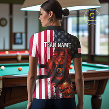 Load image into Gallery viewer, American Flag Lion 8 Ball Billiard Shirt For Women Custom Patriotic Pool Team Shirt Polo &amp; 1/4 Zip TDM5341