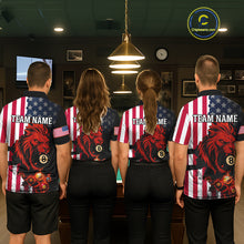 Load image into Gallery viewer, Personalized Lion American Flag Billiard Shirt For Women, 8 Ball Pool Team Jersey Polo &amp; 1/4 Zip TDM5342