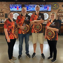 Load image into Gallery viewer, Orange Flaming Dartboard Golden Darts Shirt For Women Custom Darts Jersey Team Polo &amp; 1/4 Zip TDM5351