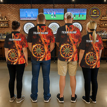 Load image into Gallery viewer, Orange Flaming Dartboard Golden Darts Shirt For Women Custom Darts Jersey Team Polo &amp; 1/4 Zip TDM5351
