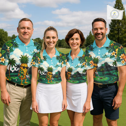 Funny Pineapple Golfer Mens Monstera Tropical Polo Shirts Custom Golf Team Outfits Golf Gifts NYN3960