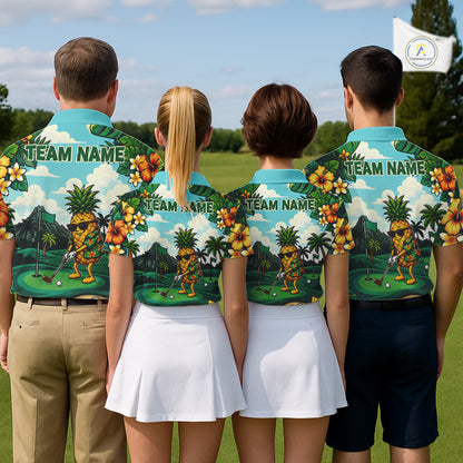 Funny Pineapple Golfer Mens Monstera Tropical Polo Shirts Custom Golf Team Outfits Golf Gifts NYN3960