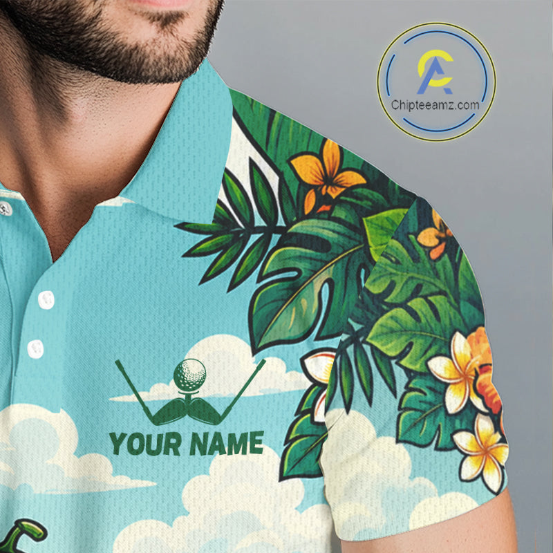 Funny Watermelon Golfer Mens Monstera Tropical Polo Shirts Custom Golf Team Outfits Golf Gifts NYN3961