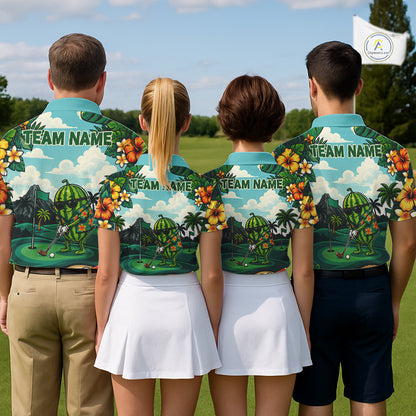 Funny Watermelon Golfer Mens Monstera Tropical Polo Shirts Custom Golf Team Outfits Golf Gifts NYN3961