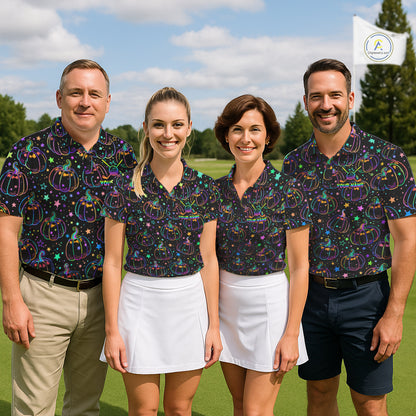 Rainbow Holographic Pumpkin Golf Polo Shirt Custom Halloween Golf Team Attire For Men NYN3962