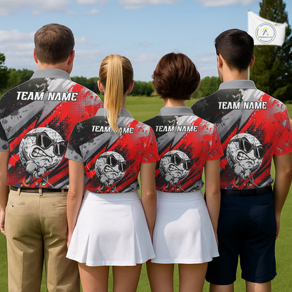 Funny Golfer Mens Golf Polo Shirts Custom Red And Grey Grunge Golf Team Outfits Golf Gifts NYN3963