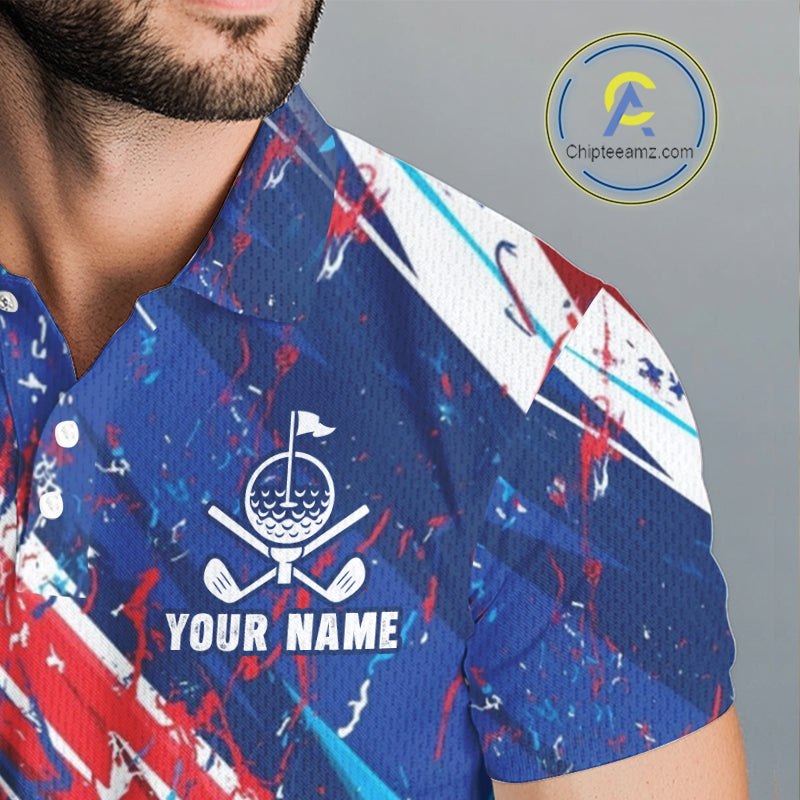 Funny Golfer Blue And Red Golf Polo Shirts For Men Custom Golf Team Outfits Golf Gifts NYN3965