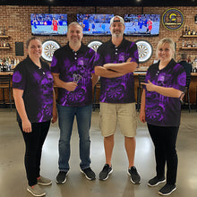 Load image into Gallery viewer, Custom Purple Smokes Grunge Skull Men Darts Quarter- Zip Shirt US Flag Skull Dart League Jerseys NYN2124