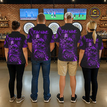 Load image into Gallery viewer, Custom Purple Smokes Grunge Skull Men Darts Quarter- Zip Shirt US Flag Skull Dart League Jerseys NYN2124