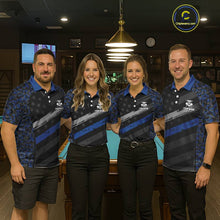 Load image into Gallery viewer, Black &amp; Blue Digital Camo 3D Ball Pool Men Billiard Shirt Custom 8 Ball Billiard Team Attire NYN2386