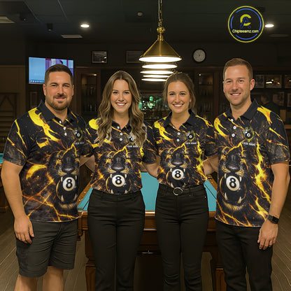 Black And Yellow Tiger Crown 8 Ball Pool Billiard Shirt For Women Personalized Billiard Team Apparel NYN2632
