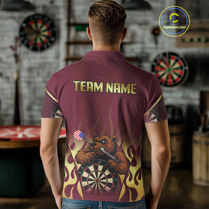 US Flag Dart Arrow Custom Brown Bear Dart Shirt For Men, Dart Team Jerseys NYN0091