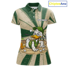 Load image into Gallery viewer, Womens Funny Duck Golf Shirts Grunge Green Beige Golf Clothing Custom Golf Team Polo, Golf Upf Shirts NYN2998