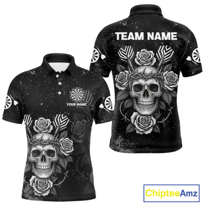 Roses Skull Dart Arrows Men's Grunge Darts Shirt - Custom Name For Darts Jersey NYN0442