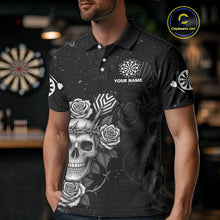 Load image into Gallery viewer, Roses Skull Dart Arrows Men's Grunge Darts Shirt - Custom Name For Darts Jersey NYN0442