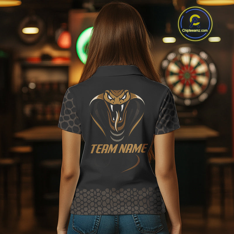 Dark Brown Cobra & Dart Arrow Women's Darts Shirt - Custom Name For Darts Jersey NYN0443