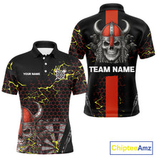 Load image into Gallery viewer, Red Horned Warrior Skull Men's Dart Shirt - Personalized Name For Darts Jersey NYN0445