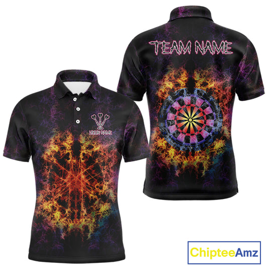Colorful Flame Dartboard Custom Polo Darts Shirt For Men - Darts Team Jersey NYN0699