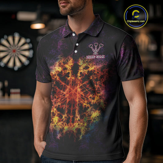Colorful Flame Dartboard Custom Polo Darts Shirt For Men - Darts Team Jersey NYN0699
