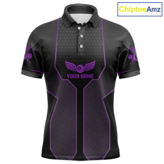 Thunder Purple 8 Ball Pool Men Billiard Polo & 1/4-Zip Jersey Custom Billiard Shirt Designs NYN2410