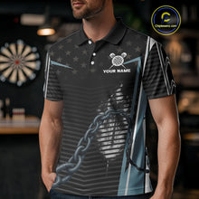 Load image into Gallery viewer, Flame Darts &amp; Scorpion Men's Darts Shirt - Custom Name For Steel Blue Darts Jersey NYN0454