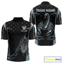 Load image into Gallery viewer, Flame Darts &amp; Scorpion Men's Darts Shirt - Custom Name For Steel Blue Darts Jersey NYN0454