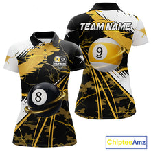 Load image into Gallery viewer, Yellow Lightning 8 Ball 9 Ball Pool Shirt For Women Custom Camo Billiard Team Jersey
