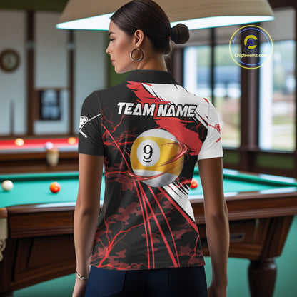 Lightning Red Billiard 8 Ball & 9 Ball Pool Shirt For Women Custom Camo Billiard Team Jersey NYN3425