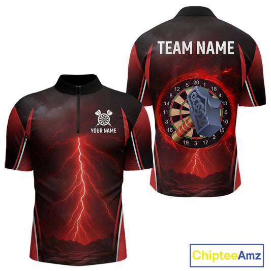 Lightning Dartboard Custom Funny Quarter-Zip Shirt For Men - Darts Team Jersey NYN0705