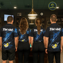 Load image into Gallery viewer, Funny Shark custom billiard team jerseys with 8 Ball 9 Ball artwork, matching pool league uniforms, cue sports apparel, championship tournament shirts