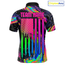 Load image into Gallery viewer, Colorful Holographic men's 8 Ball billiard polo jersey, custom pool team shirt, cue sports tournament apparel, professional league uniform
