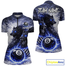 Load image into Gallery viewer, Grey &amp; Blue Grunge Wolfs Claws Thunder 8 Ball Pool Women Billiard Shirt Custom Billiard Team Attire NYN2640