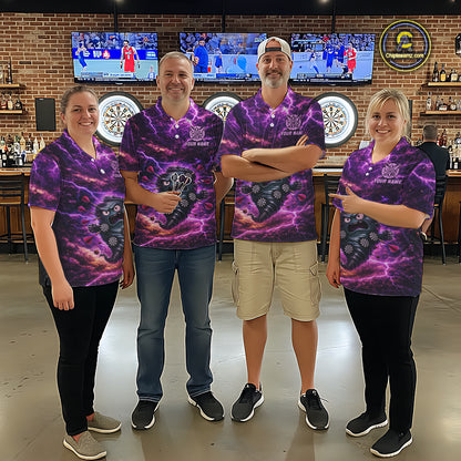 Purple Funny Scary Tornado Dartboard & Arrow Women Darts 1/4-Zip Shirt Custom Dart League Shirts NYN2643
