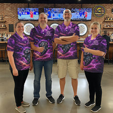 Load image into Gallery viewer, Purple Funny Scary Tornado Dartboard &amp; Arrow Women Darts 1/4-Zip Shirt Custom Dart League Shirts NYN2643
