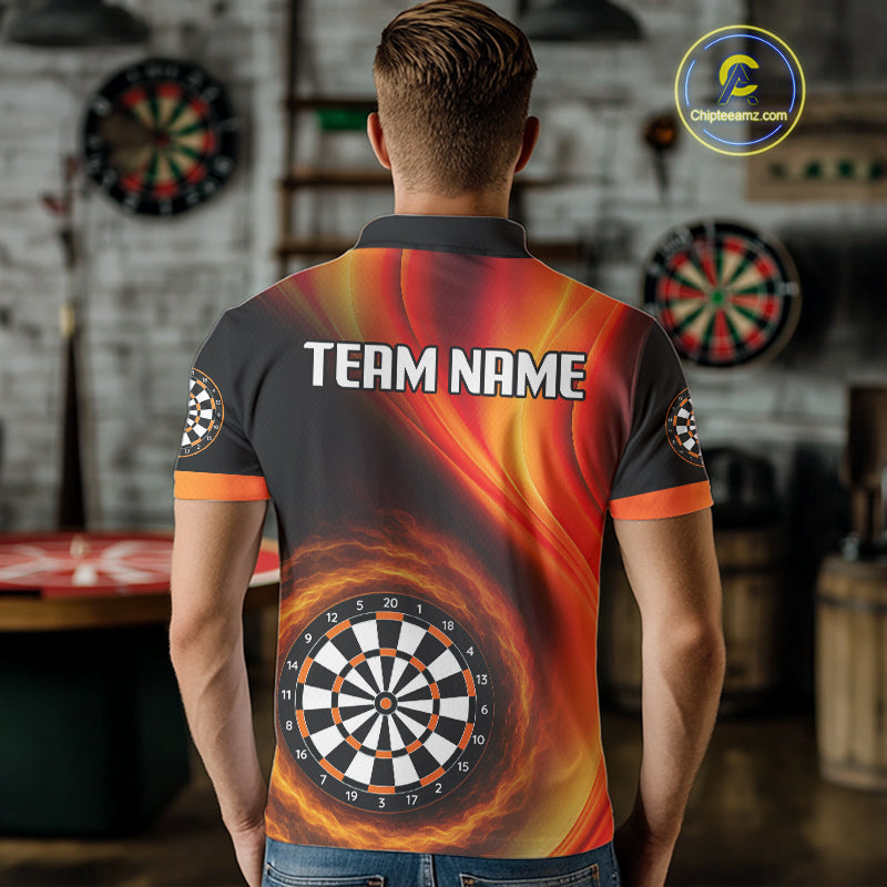 Circle Flame Dartboard Custom Orange Dart Shirt For Men, Dart Team Jerseys NYN0102