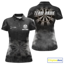 Load image into Gallery viewer, Black Smokes Women's Darts Polo Shirt Mockup, Custom Tournament Jersey, Personalized Dart Team Polo, Professional Steel Tip Soft Tip Darts Apparel