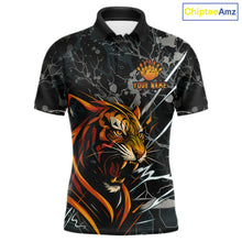 Load image into Gallery viewer, Funny Tiger Bowling Polo &amp; 1/4-Zip Shirt For Men Custom Orange Team Bowling Tournament Jersey NYN3724