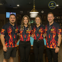 Load image into Gallery viewer, Fire Flame 8 Ball Pool Women Billiard Polo &amp; 1/4-Zip Attire Custom Red Billiard Shirt Designs NYN2412