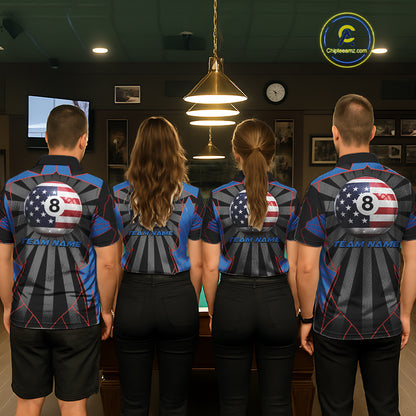 Custom US Flag 8 Ball Pool Team Shirt Personalized Women Billiard Polo & 1/4-Zip Attire Gifts NYN2417